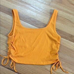 Orange Ribbed Sleeveless Top